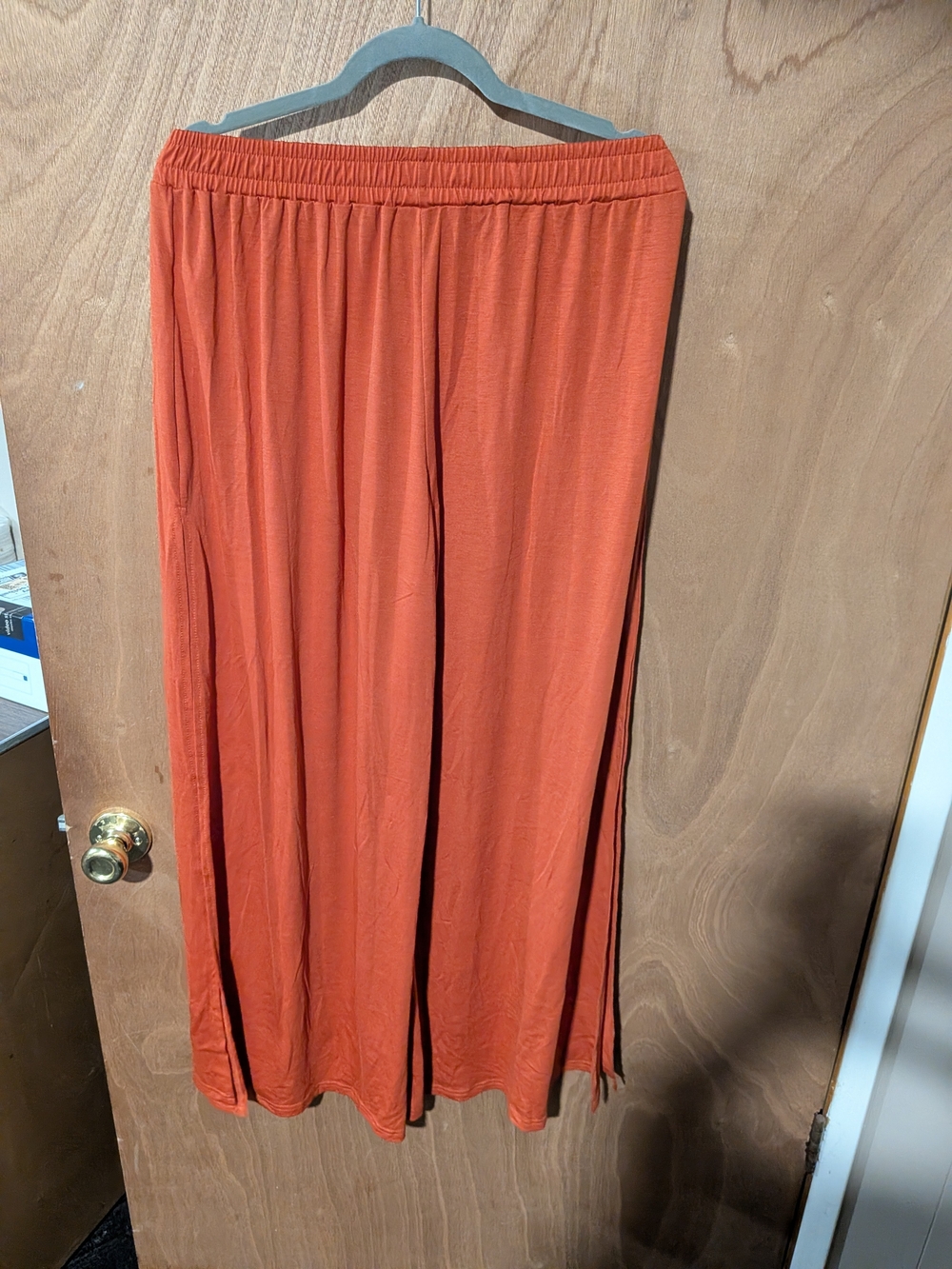 Women’s Elastic Waist Maxi Skirt - Rust Orange
